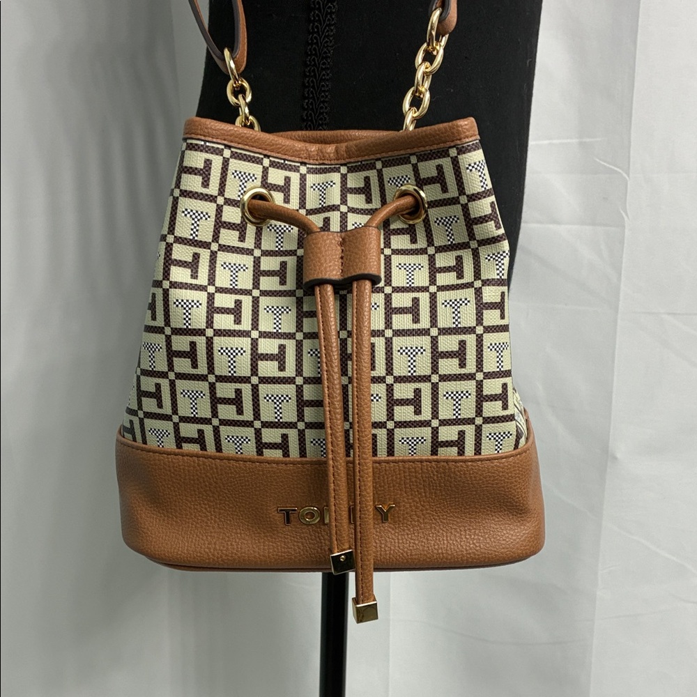 Tommy Hilfiger Brown and Cream Bucket Bag